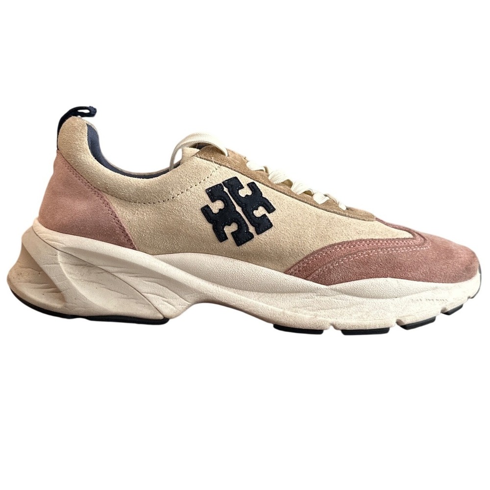 Tory Burch Good Luck Trainer Suede Chunky Sneakers Pink Moon Cream Size 10